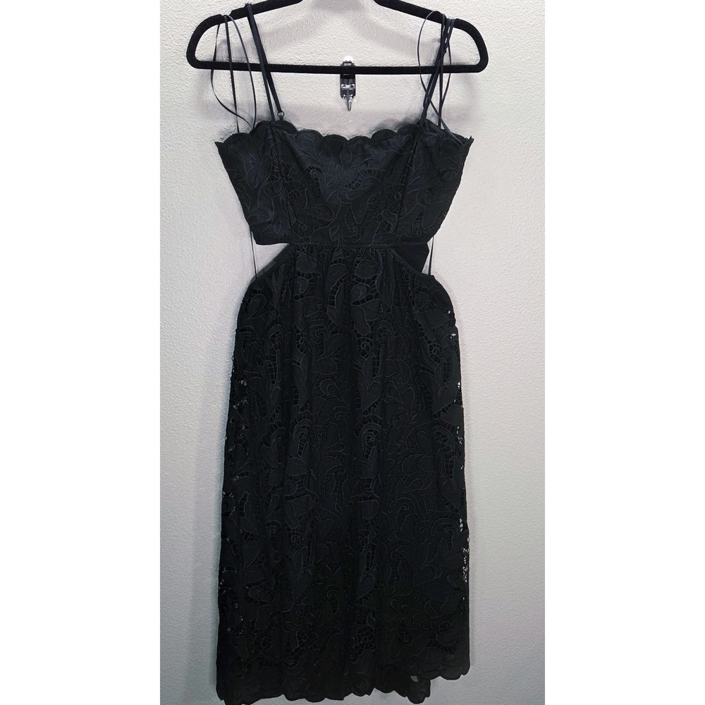 Express Black Lace Cutout Back Dress Spaghetti Strap Fit Flare Small - Picture 2 of 14